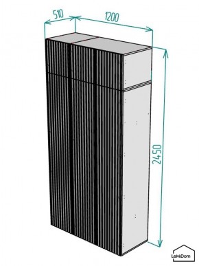Шкаф с антресолью Linnea MHR-3A-2 2450х1200х510 (Графит-М 11.1.25) в Нефтекамске - neftekamsk.ok-mebel.com | фото 2