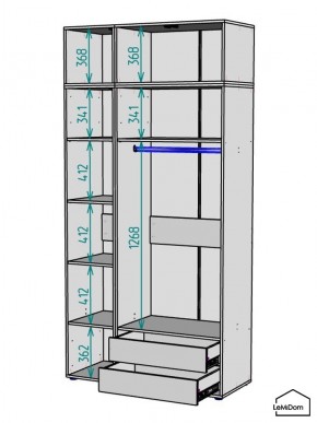 Шкаф с антресолью Linnea MHR-3A-2 2450х1200х510 (Графит-М 11.1.25) в Нефтекамске - neftekamsk.ok-mebel.com | фото 3
