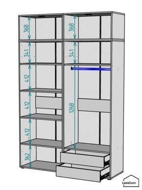 Шкаф с антресолью Linnea MHR-4POA-2 2450х1600х510 (Белый-М 11.1.2) в Нефтекамске - neftekamsk.ok-mebel.com | фото 3