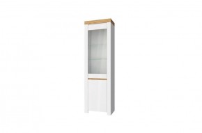 Шкаф с витриной  1V1D, TAURUS, цвет белый/дуб вотан в Нефтекамске - neftekamsk.ok-mebel.com | фото