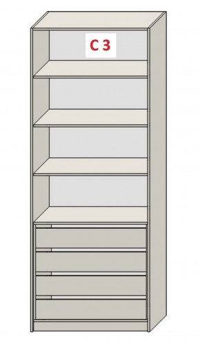 Шкаф СТАНДАРТ С3 4 ящика серия "ГЕСТИЯ" (Бело-серый/Дуб Небраска натуральный ) 800*520*2300 в Нефтекамске - neftekamsk.ok-mebel.com | фото 2