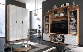Стенка Виста (Белый глянец/Дуб крафт) в Нефтекамске - neftekamsk.ok-mebel.com | фото 3