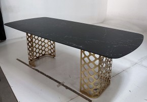 Стол CHIAVARI 220 KL-116 Черный мрамор матовый, итальянская керамика / бронзовый, ®DISAUR в Нефтекамске - neftekamsk.ok-mebel.com | фото 4
