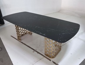 Стол CHIAVARI 220 KL-116 Черный мрамор матовый, итальянская керамика / бронзовый, ®DISAUR в Нефтекамске - neftekamsk.ok-mebel.com | фото 6