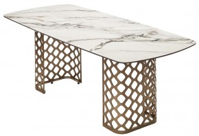 Стол CHIAVARI 220 KL-188 Контрастный мрамор матовый, итальянская керамика / Шампань, ®DISAUR в Нефтекамске - neftekamsk.ok-mebel.com | фото 7