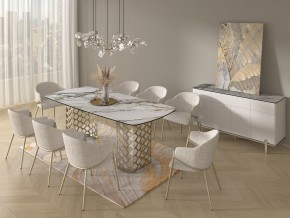 Стол CHIAVARI 220 KL-188 Контрастный мрамор матовый, итальянская керамика / Шампань, ®DISAUR в Нефтекамске - neftekamsk.ok-mebel.com | фото 9