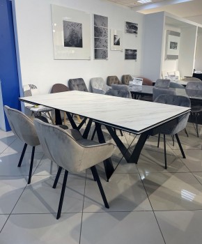 Стол RIETI 200 KL-99 Белый мрамор матовый, итальянская керамика / черный каркас, ®DISAUR в Нефтекамске - neftekamsk.ok-mebel.com | фото 3