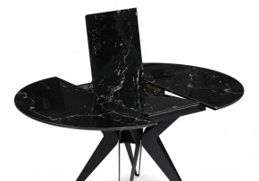 Стол стеклянный Рикла 110(150)х110х76 черный мрамор / черный в Нефтекамске - neftekamsk.ok-mebel.com | фото 4