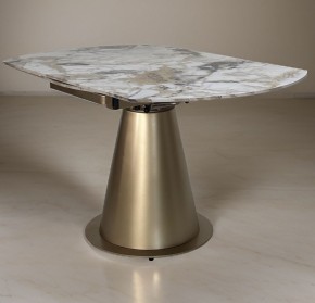 Стол TERAMO 135 GLOSS GRAND JADE SOLID CERAMIC, керамика, поворотн.механизм / Бронзовый, ®DISAUR в Нефтекамске - neftekamsk.ok-mebel.com | фото