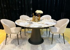 Стол TERAMO 135 GLOSS GRAND JADE SOLID CERAMIC, керамика, поворотн.механизм / Черный каркас, ®DISAUR в Нефтекамске - neftekamsk.ok-mebel.com | фото 2