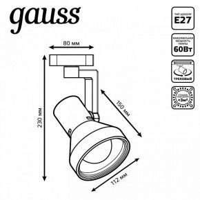 Светильник на штанге Gauss Track Light TR005 в Нефтекамске - neftekamsk.ok-mebel.com | фото 6