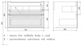 Тумба под раковину Uperwood Tanos 70 см, подвесная, белая/графит в Нефтекамске - neftekamsk.ok-mebel.com | фото 7