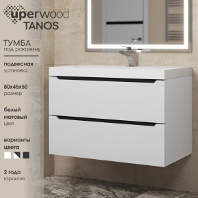 Тумба под раковину Uperwood Tanos 80 см, подвесная, белая/графит в Нефтекамске - neftekamsk.ok-mebel.com | фото 3