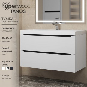 Тумба под раковину Uperwood Tanos 90 см, подвесная, белая/графит в Нефтекамске - neftekamsk.ok-mebel.com | фото 3